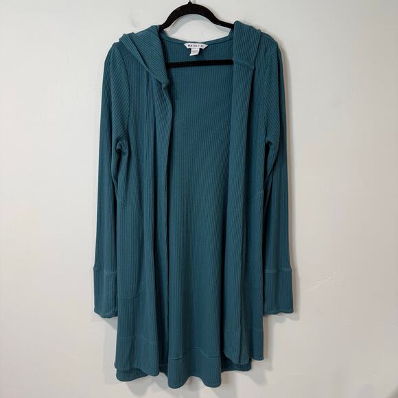 Athleta Women's Harmony Pose Cardigan Sweater Hooded Duster Wrap Blue Small - Picture 1 of 8